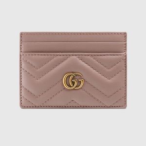 Gucci Mormont card case in dusty pink leather